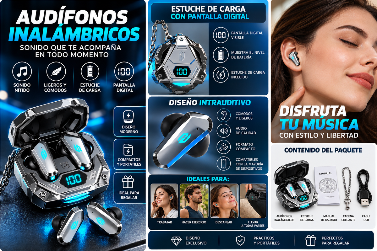 Audífonos inalámbricos con estuche de carga