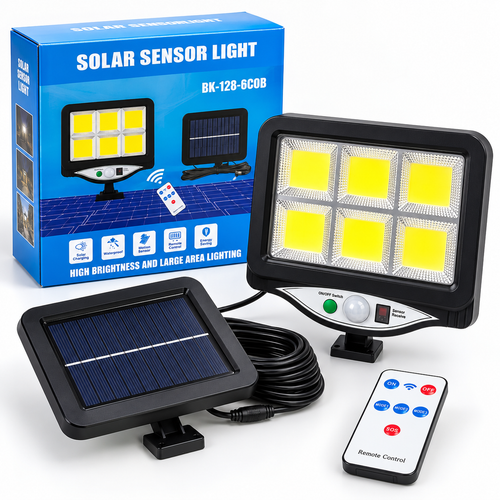 Lámpara solar LED exterior con sensor de movimiento